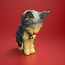 Beautiful Wooden Cat Ornament 6inches Tall Approximately Hand Painted Detail