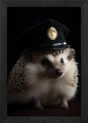 Polizist Igel gerahmtes Wandbild Poster Leinwanddruck Bild