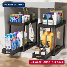 2 Pack Pull-Out Storage Organizers, under Sink Organizer and Storage for Bathroo