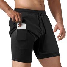 Men's 2 in 1 Running Shorts Workout Athletic Shorts Outdoor Sports with Liner...