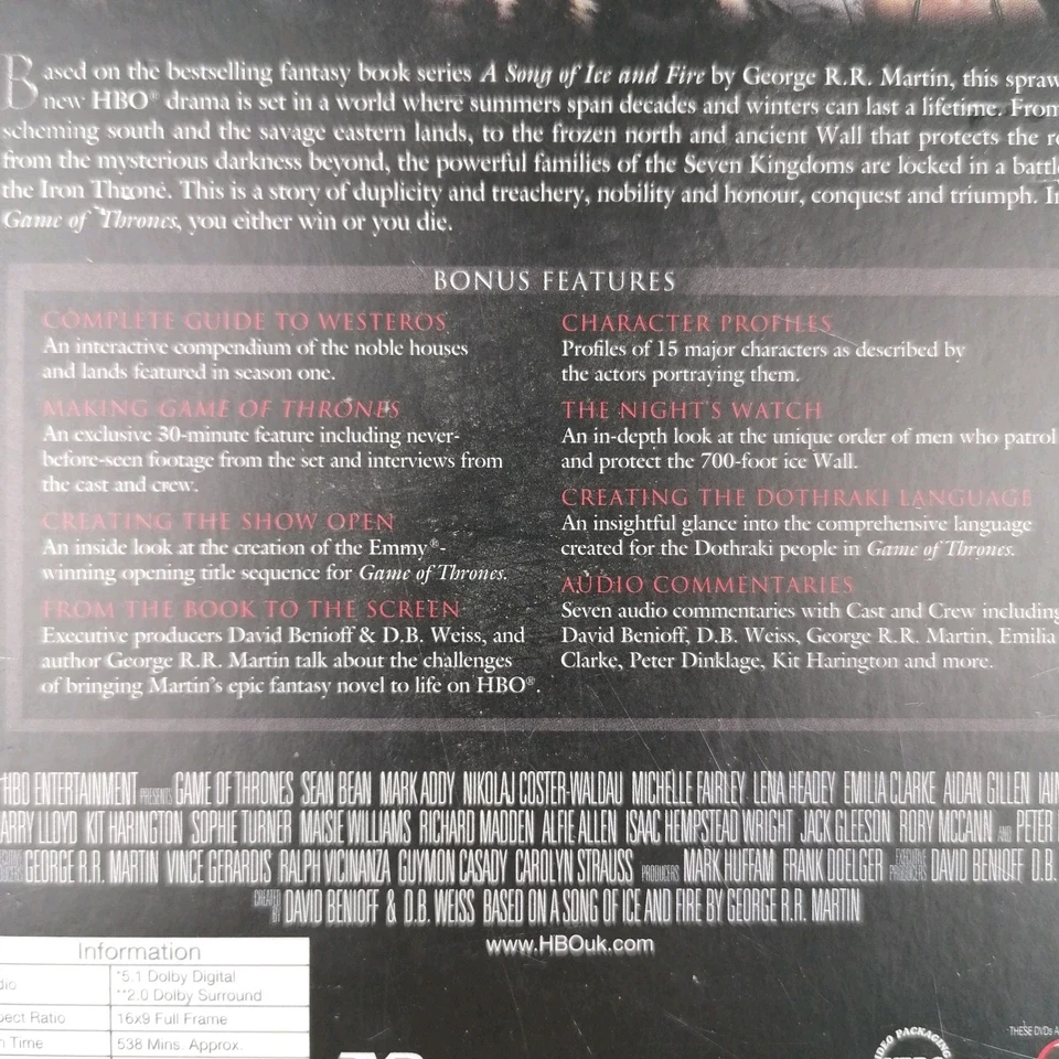 Game of Thrones The Complete First Season 1 DVD Box Set (2014) Region 2 - Image 4 of 4