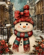 Christmas Paint by Numbers Kit for Adults, Snowman Paint by Number for Adults, 