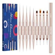 9Pcs Nail Art Brushes Set, Professional Double-Ended Acrylic Liner Detail Bru...