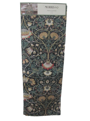 William Morris & Co Lodden Table Runner Dark Green 100% Cotton 16x90 NWT