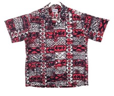 Andrade Vintage Hawaiian Shirt Men's M Loop Collar Red Tribal Tiki King Buttons