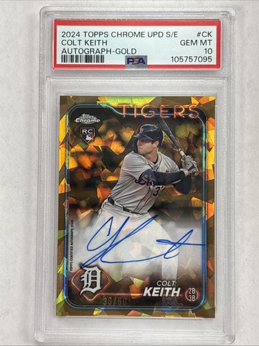 2024 Topps Chrome Sapphire Colt Keith Jersey Match RC Auto Gold /50 PSA GEM MT 10