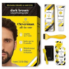 Dark Brown Hair  Beard Dye Kit for Men - Natural-Looking Gray Coverage, Prof...