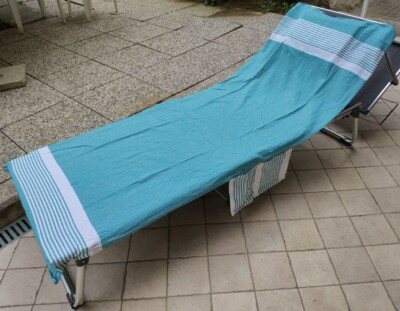 Telo Mare Per Lettino In Cotone 75x195 Cm - Beige, Con Tasche E Cuscino, Certificato OEKO-TEX, Sacco Incluso - Foto 4