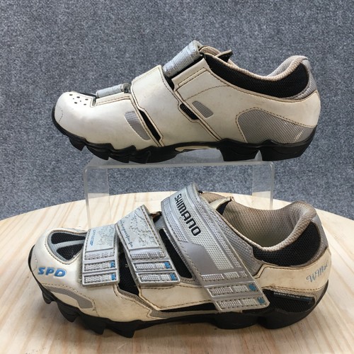 Shimano Shoes Womens 39 Cycling Sneakers SH-WM60 White Leather Hook & Loop - Picture 2 of 19