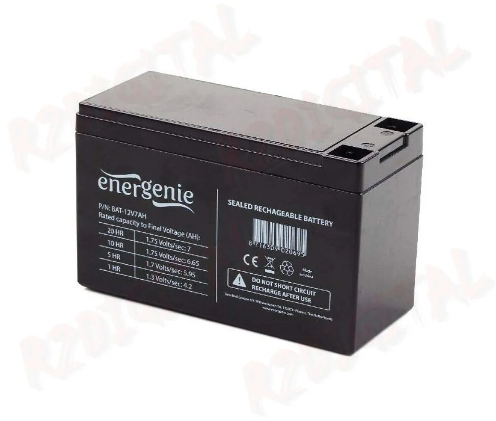 Batteria al Piombo Energenie 12v 7ah, RICAMBIO UPS GRUPPO DI CONTINUITA ANTIFURT