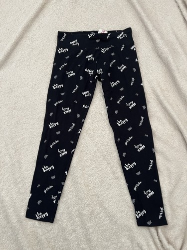Justice Leggings Girls Size 20 Black With White Lettering, Girl Tribe, BFF Etc