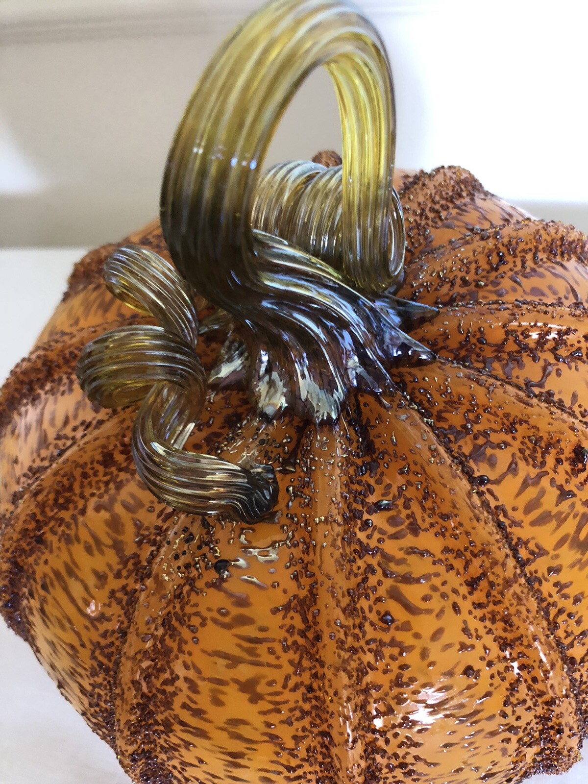 Large Handblown Art Glass Pumpkin Figurine Paperweight Signed Glass ...