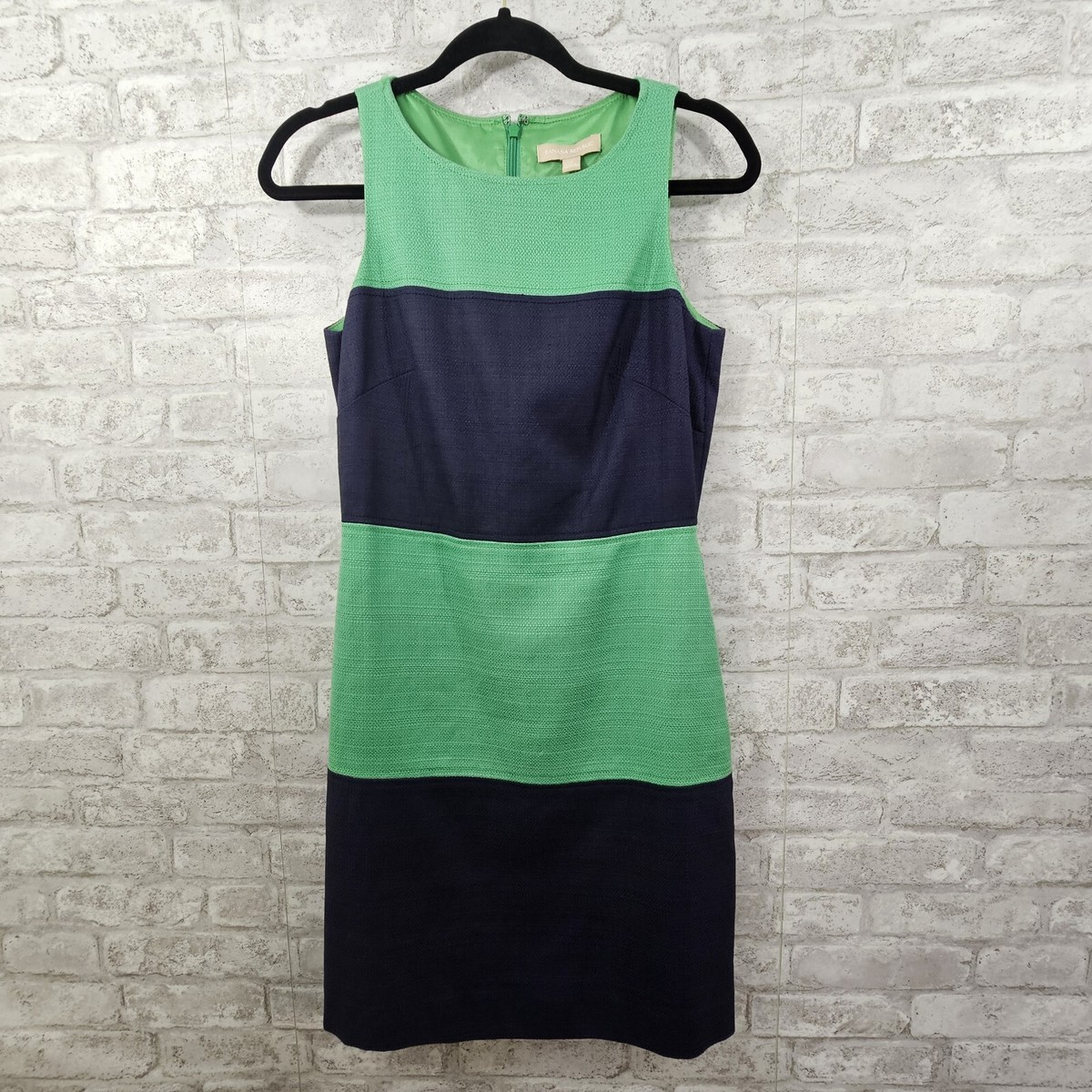 Banana Republic Navy And Green Striped Dress size 2 100% Cotton