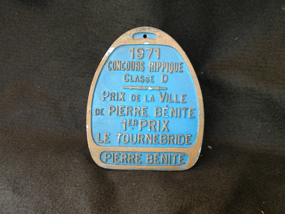 CHEVAUX PLAQUE CONCOURS HIPPIQUE étrier Dauphin