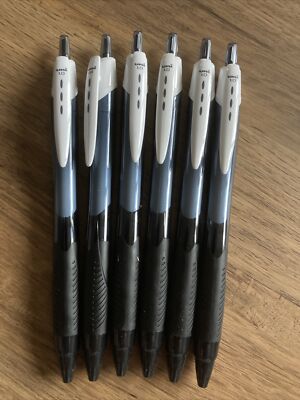 Uni-Ball Jetstream 1,0 mm Super Tinte Einziehbar R/Kugelschreiber, SXN-150S, Schwarz, (6 Stifte