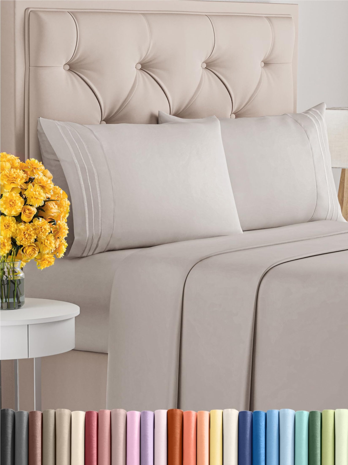 King Size 4 Piece Sheet Set - Comfy Breathable & Cooling Sheets - Hotel Luxur...