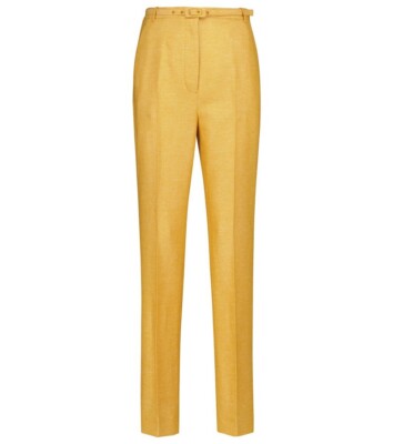 Gabriela Hearst Kennard Yellow Cashmere Linen Blend Pants Size IT 42/US 4/6 NWOT