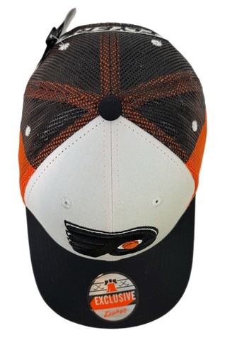Zephyr NHL Philadelphia Flyers "First Line” Semi Curved Bill Mesh ADJ Hat NWT - Picture 5 of 6