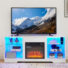 58" Modern LED Fireplace TV Stand w/18in 3D Electric Fireplace for Tvs up to 62"