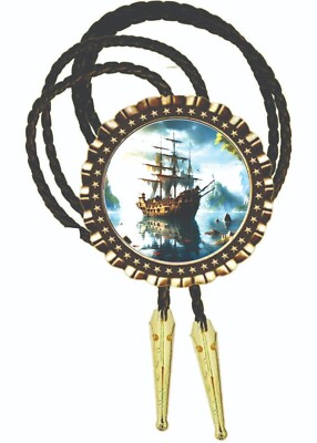 Vintage Sailboat Art Photo Bolo Tie Men's Wear Accessory Neckties Gift Dad