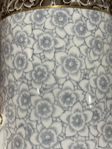 Royal Worcester Bamboo Handle 19th Ct. Hot Chocolate Pot Blue Brown Flowers Gold - Picture 20 of 24