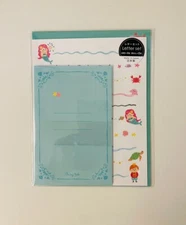 Japanese Stationery Set Mermaids & Sea Creatures Pattern /8 Papers 4 Envelopes
