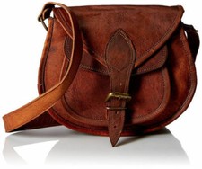 Damen Handtasche Vintage Echt Braun Leder Umhängetasche Schultertasche...