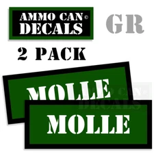 MOLLE Ammo Can 2x GREEN Labels Ammunition Case sticker decals 2 pack 3"x1.15"