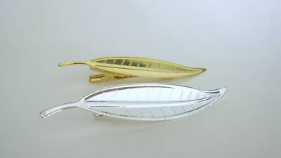 Gold or silver metal leaf alligator hair clip for fine thin hair