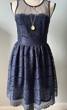 En Creme Women's/Juniors/Misses Dark Blue Lace Dress Size Medium