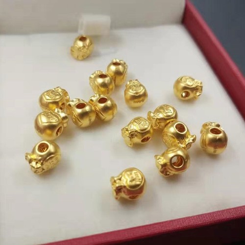 1PCS Pure 24K Yellow Gold Pendant 3D Lucky 福 Bag Transfer Bead DIY Jewelry - Picture 9 of 9