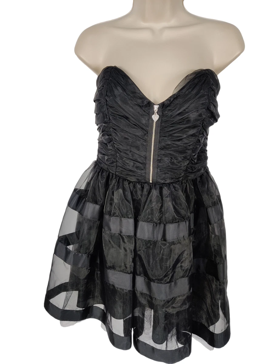 WOMEN PIXIE LOTT LIPSY UK 12 BLACK STRAPLESS FIT FLARE PARTY