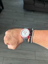 20mm BLACK rubber strap RED stripe for Swatch "Mission to Mars" SWATCH