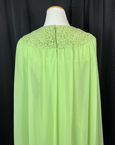 Maxi Vestido de Noche Vintage Años 60 CAPA Chartreuse Verde Fluido Mangas Largas 6 - Imagen 7 de 13