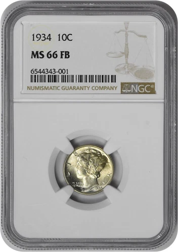 1934 Mercury Silver Dime MS66FB NGC