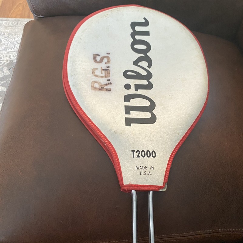 Vintage Wilson T 2000 steel racquet, 4 3/8, cover, strung, excellent condition
