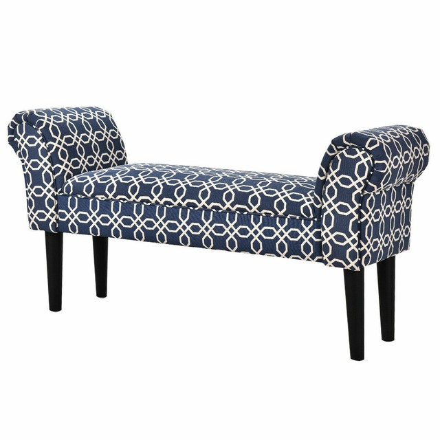 40 Upholstered Armed Bed Bench For Bedroom Entryway Hallway Bed End Chair