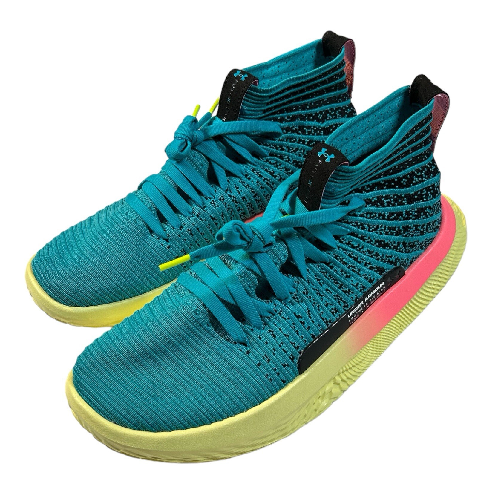 Under Armour Men’s UA FUTR X ELITE Size 7.5 Green Blue Pink 3027937-300 New