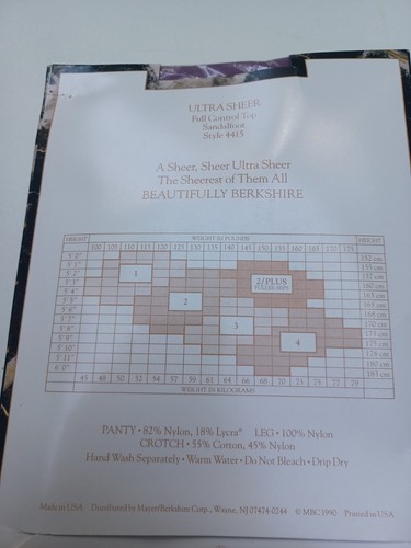 Beautifully Berkshire Purple 4415 Ultra Sheer Pantyhose Size 2 Vtg Amethyst New - Picture 3 of 3