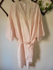 Vintage Sara Beth Satin Robe Lace Embroidered Floral Beaded Rose
