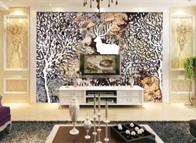 3D White Retro Painting ZHUA28720 Wallpaper Wall Murals Removable Self-adhesive