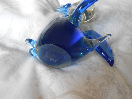 Murano Style Blue and Clear Glass Duck Figurine - Picture 5 of 7