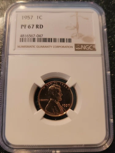 1957 Proof 1C Lincoln Wheat Cent NGC PF 67 RD