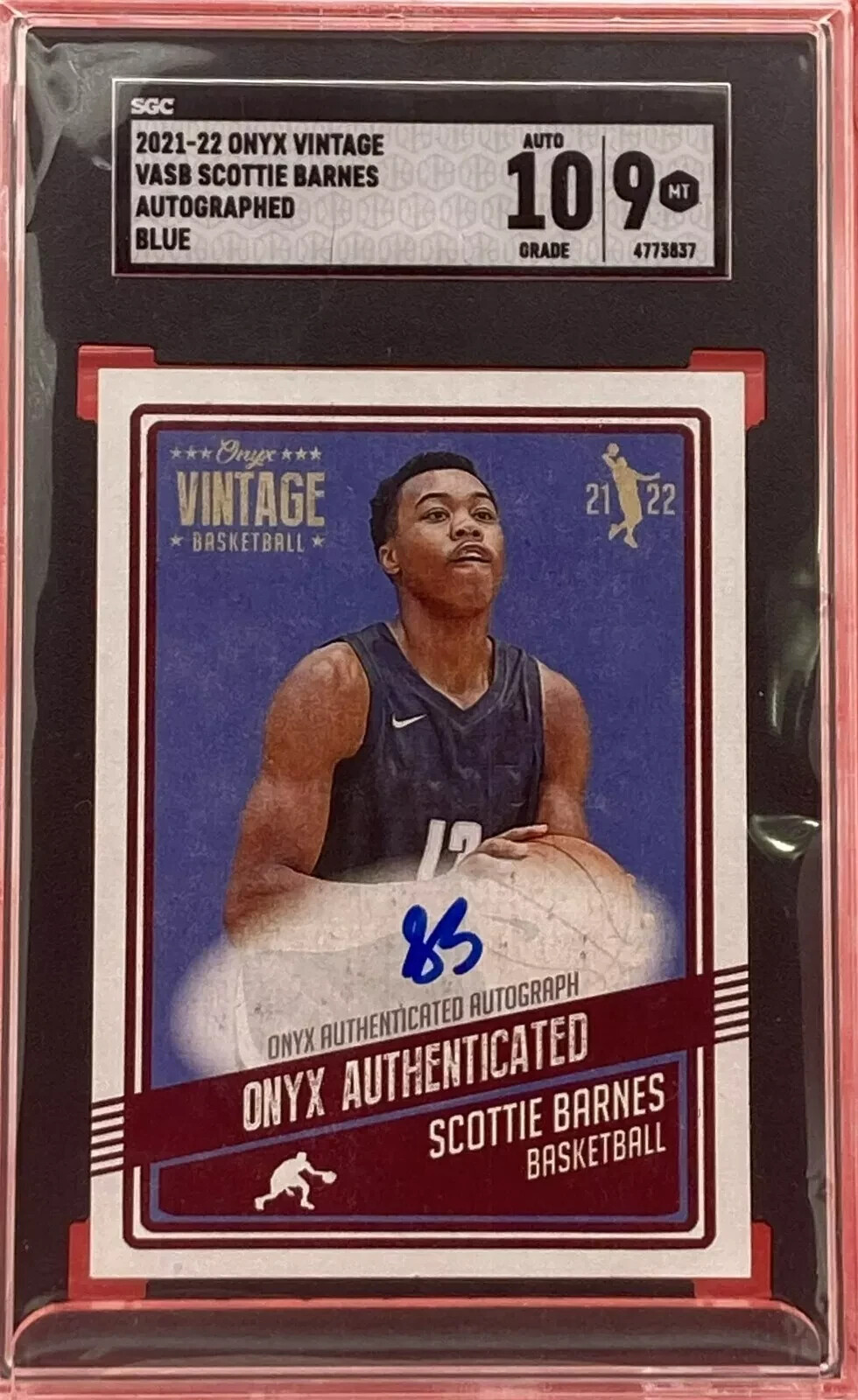 2021-22 ONYX VINTAGE # VASB SCOTTIE BARNES BLUE SGC 10/9