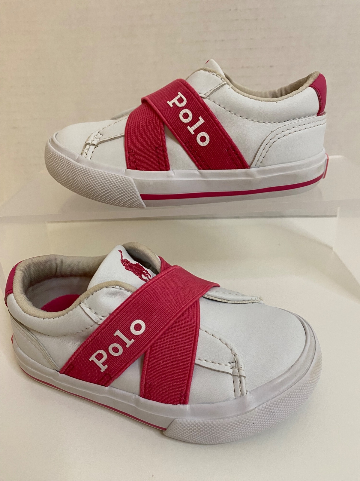 Polo Ralph Lauren Sneakers Toddler 6 Pink/White Easten II EZ Slip-On Shoes thumbnail 3