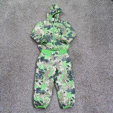 Patagonia Jacket Pants Set Boys 3T Green Camo Reversible Puff Ball Winter Snow