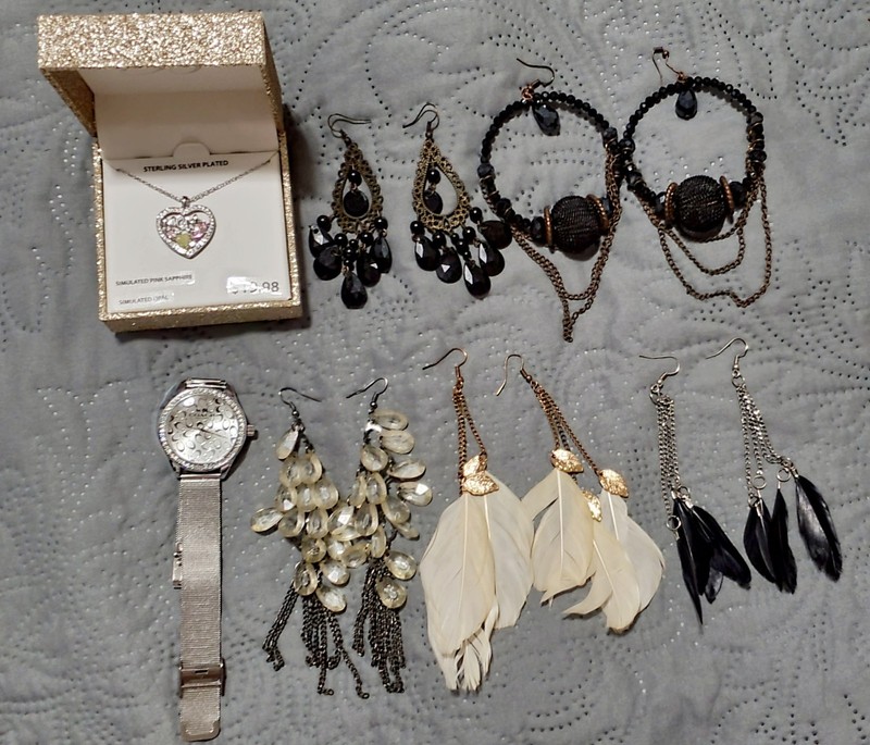 Mixed Costume Jewelry Lot Earrings Necklaces Etc. See Pics. New & Used.