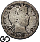 1905 Barber Quarter, Philadelphia, 90% Silver Quarter Dollar