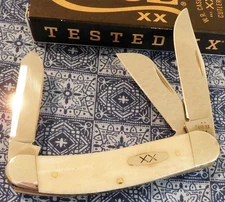 CASE XX 13318 SOWBELLY POCKET KNIFE SMOOTH NATURAL BONE 3 7/8" CLOSED TB6339 SS