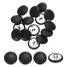 15Pcs Leather Covered Buttons, 20mm 32L Round Metal Shank Buttons, Black